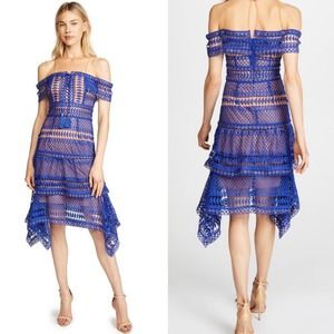 Thurley Skyfall Lace Crochet Boho Dress Royal Blue Size 8